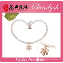 Stylish Christmas Style Pearl 22k Golden Snowflake Necklace